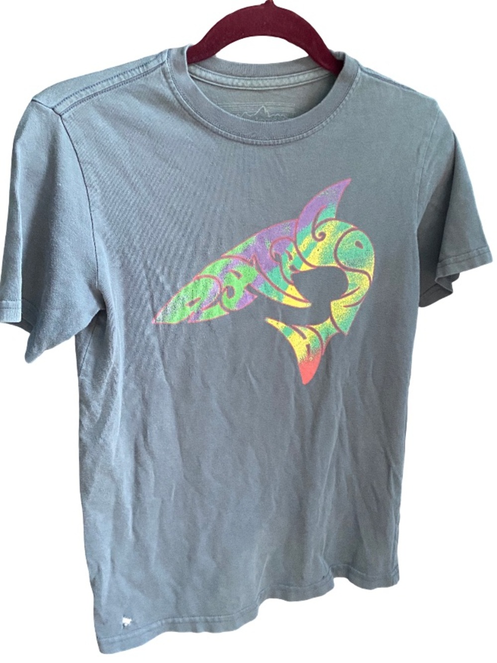 Patagonia boys’ rainbow shark grey rare 100% organic cotton t-shirt size large